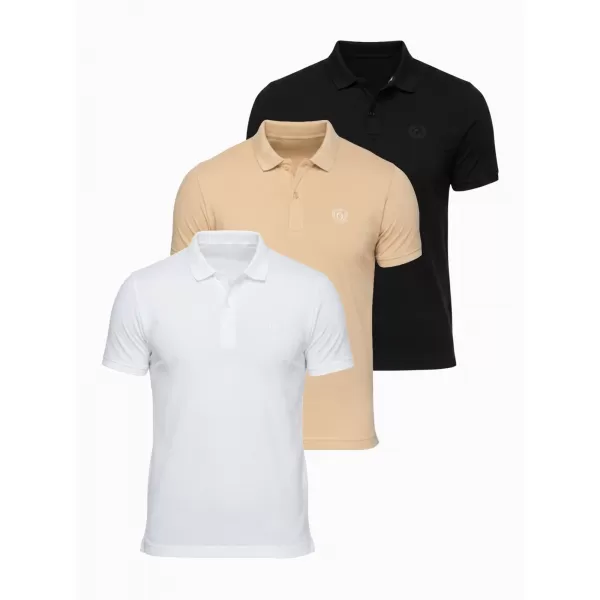  Pánské triko s límečkem OMBRE OM-POBS-0171 BLACK/WHITE/BEIGE 