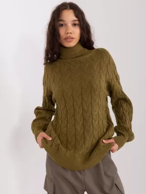 Dámský rolák WOOL FASHION ITALIA AT-SW-2348.88 KHAKI