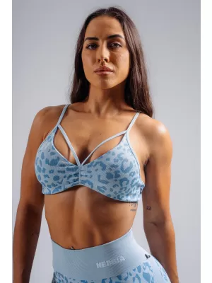 Medium support sportovní podprsenka s leopardím vzorem NEBBIA PRIMAL 854 BLUE LEOPARD