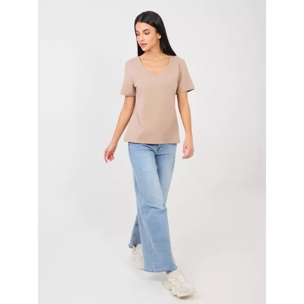  Dámské tričko RUE PARIS RV-TS-A1095.33 DARK BEIGE 