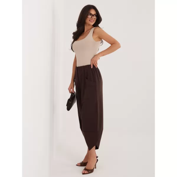 Dámské tepláky RUE PARIS RV-DR-9719-1.22 DARK BROWN 