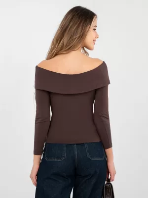 Dámské triko RUE PARIS RV-BZ-A1194.25 DARK BROWN