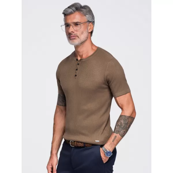  Pánské tričko OMBRE OM-TSCT-0304 LIGHT BROWN 