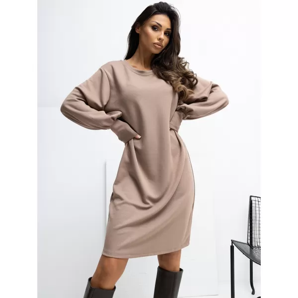  Dámské šaty RUE PARIS RV-SK-A1059.17 DARK BEIGE 