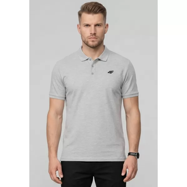  Pánské triko s límečkem 4F 4FWMM00TPTSM0770 DARK GREY MELANGE 