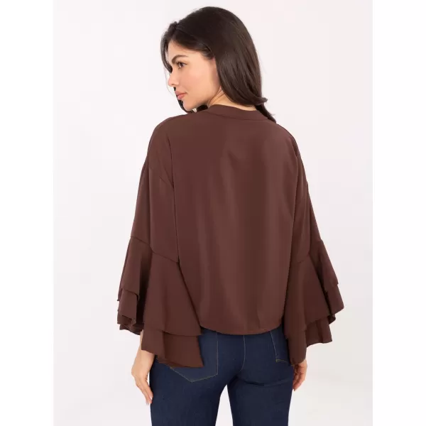 Dámská košile RUE PARIS MI-KS-3173.49 BROWN 