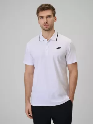 Pánské triko s límečkem 4F 4FWMM00TPTSM0773 WHITE