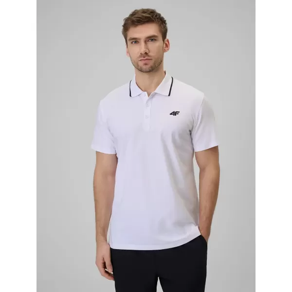  Pánské triko s límečkem 4F 4FWMM00TPTSM0773 WHITE 