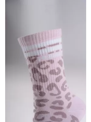 Crew ponožky s leopardím vzorem NEBBIA PRIMAL 106 PINK LEOPARD