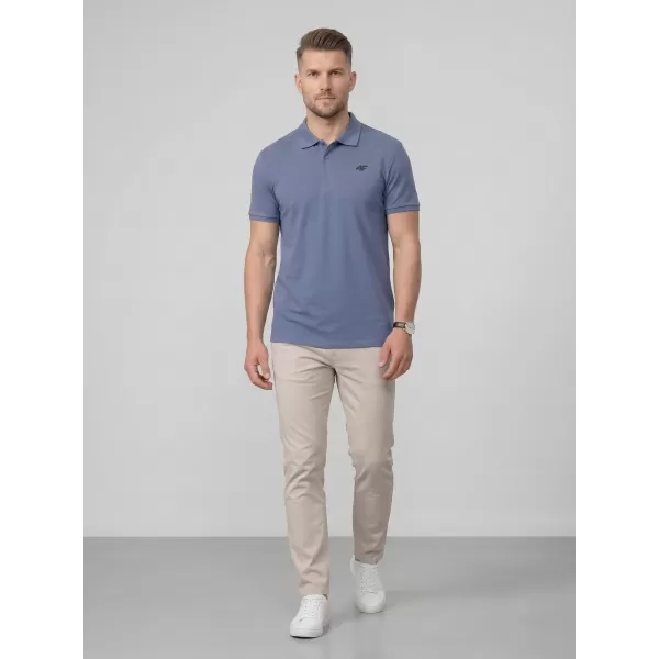  Pánské triko s límečkem 4F 4FWMM00TPTSM0770 DENIM 