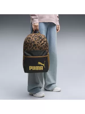 Batoh PUMA PHASE AOP BACKPACK 09116916 PUMA BLACK/KONA BROWN/LEOPARD AOP