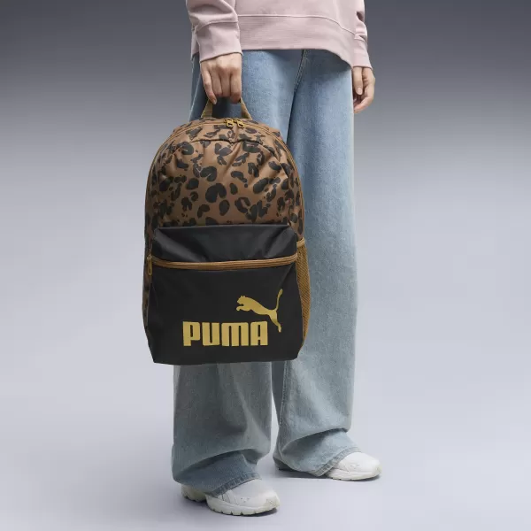  Batoh PUMA PHASE AOP BACKPACK 09116916 PUMA BLACK/KONA BROWN/LEOPARD AOP 