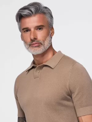 Pánské polo tričko OMBRE OM-POSS-0178 LIGHT BROWN