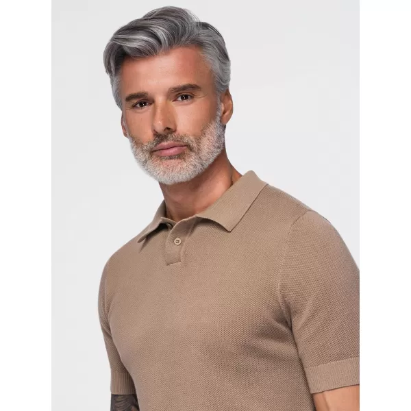  Pánské polo tričko OMBRE OM-POSS-0178 LIGHT BROWN 