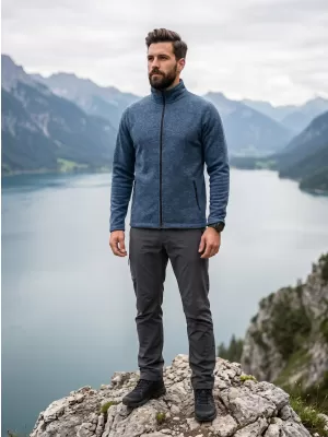 Pánská micro fleece mikina MALFINI FACTOR 852 TMAVÝ DENIM MELÍR