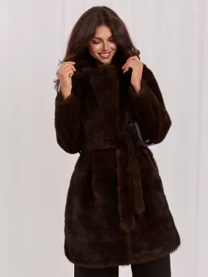 Dámský kabát FACTORY PRICE MBM-PL-25-32.98P DARK BROWN