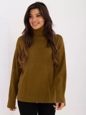 Dámský svetr WOOL FASHION ITALIA AT-SW-2342-1.35 OLIVE