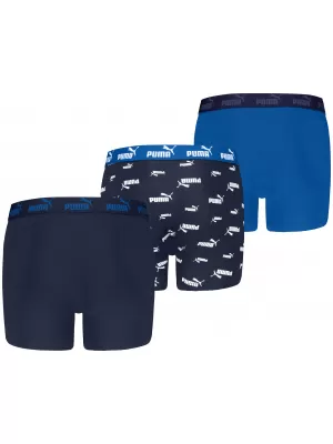 Dětské boxerky PUMA ELEMENTS BOYS LOGO PRINT BOXERS 3P 93896805 BLUE COMBO