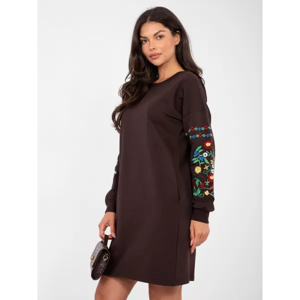  Dámské šaty RUE PARIS RV-SK-8979.94P DARK BROWN 