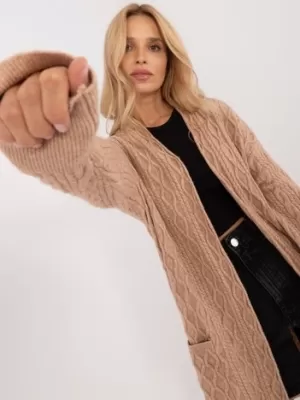 Dámský kardigan WOOL FASHION ITALIA AT-SW-2366.61 CAMEL
