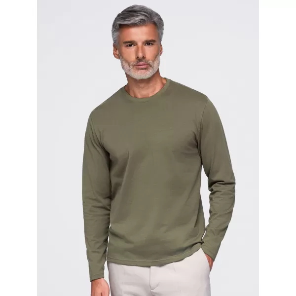  Pánské tričko OMBRE OM-LSBL-0142 DARK OLIVE 