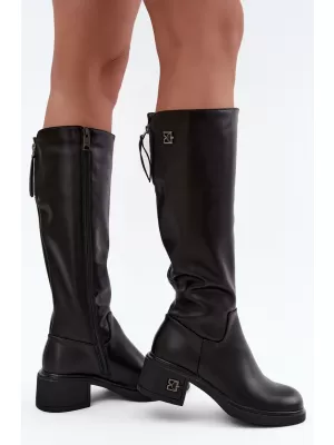Dámské kozačky VINCEZA 67056 LEATHER BLACK