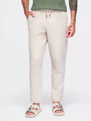 Pánské kalhoty OMBRE OM-PACP-0310 OFF-WHITE