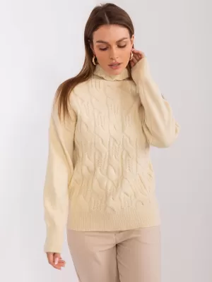Dámský svetr WOOL FASHION ITALIA AT-SW-23401.97P LIGHT BEIGE