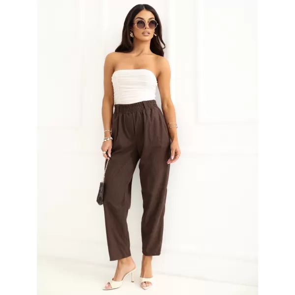  Dámské kalhoty RUE PARIS RV-SP-A1311.60 DARK BROWN 