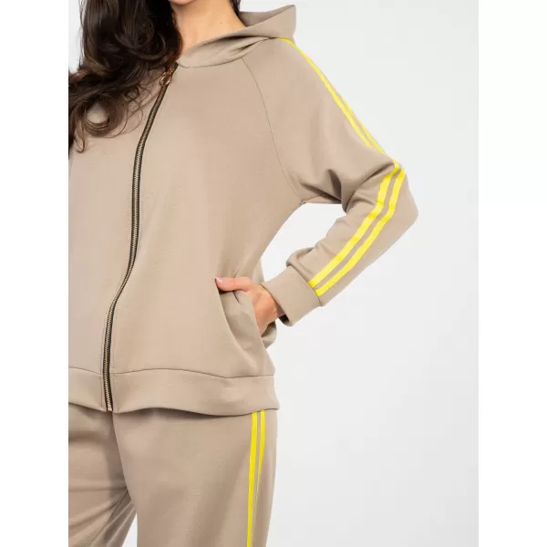 Dámská tepláková souprava RUE PARIS IT-KMPL-21782.91 DARK BEIGE 