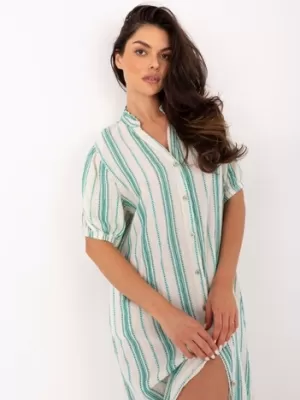 Dámské šaty OCH BELLA TW-SK-BI-2451.84 WHITE-GREEN