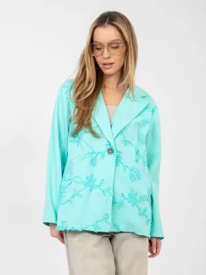 Dámské sako RUE PARIS IT-MA-FL9992.97 TURQUOISE