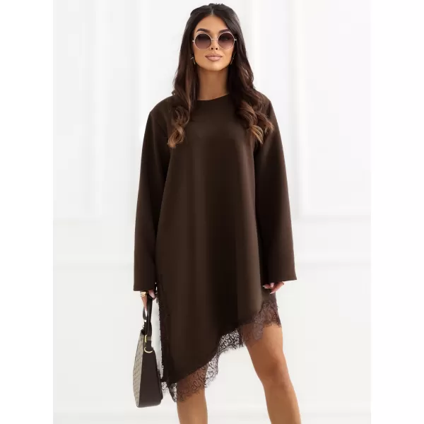  Dámské šaty OCH BELLA TW-SK-BI-24376.31 DARK BROWN 