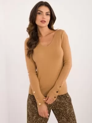 Dámský svetr WOOL FASHION ITALIA AT-SW-2334.91 CAMEL