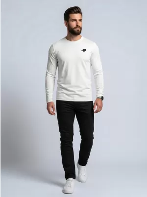 Pánské triko s dlouhým rukávem 4F 4FWMM00TLONM611 WHITE