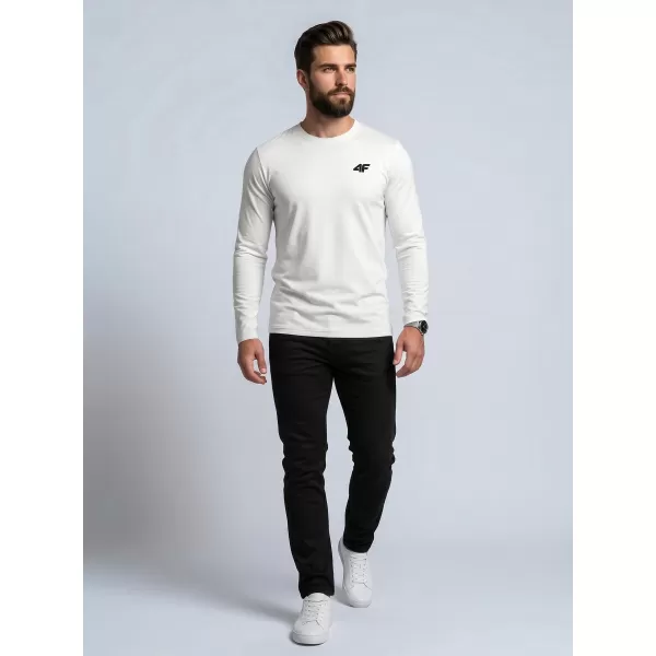  Pánské triko s dlouhým rukávem 4F 4FWMM00TLONM611 WHITE 