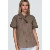 Dámská košile OMBRE OW-SH-E0067 BROWN