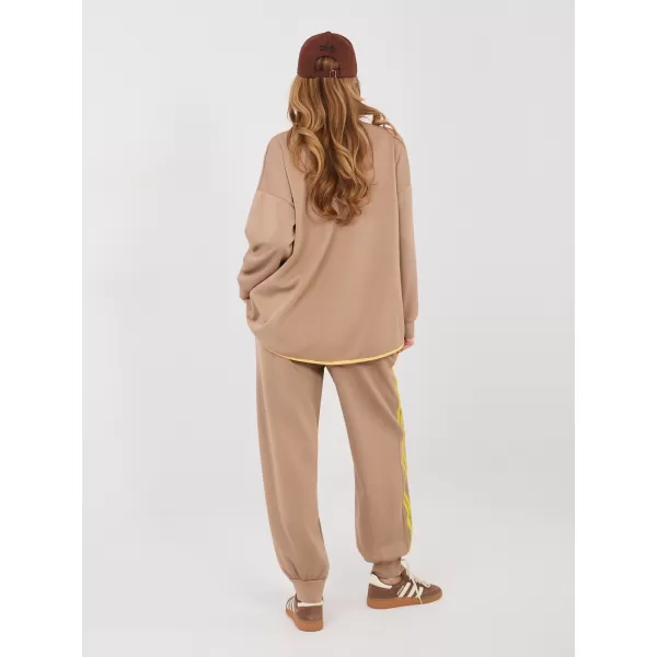  Dámská tepláková souprava RUE PARIS IT-KMPL-22216.75 DARK BEIGE 