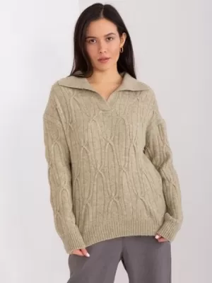 Dámský svetr WOOL FASHION ITALIA AT-SW-2349-2.27 KHAKI