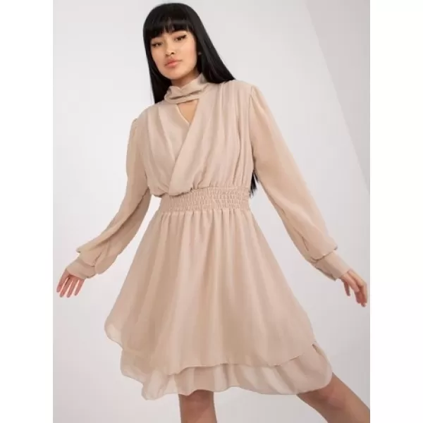  Dámské šaty OCH BELLA TW-SK-BI-1300.36 BEIGE 
