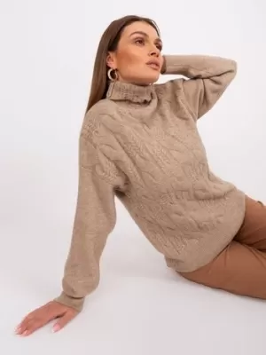 Dámský svetr WOOL FASHION ITALIA AT-SW-23401.97P LIGHT BROWN