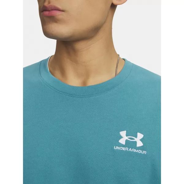  Pánské triko UNDER ARMOUR M LOGO EMB HEAVYWEIGHT SS 1373997-466 MODRÁ 