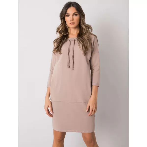  Dámské šaty RUE PARIS RV-SK-7325.26 DARK BEIGE 