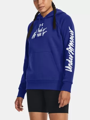 Dámská mikina UNDER ARMOUR UA RIVAL FLEECE GRAPHIC HDY 1379609-400 MODRÁ