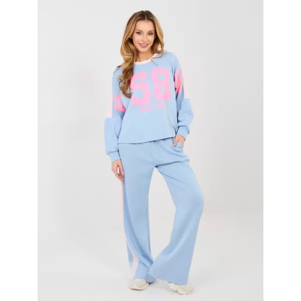  Dámská tepláková souprava RUE PARIS IT-KMPL-22177.21P LIGHT BLUE 