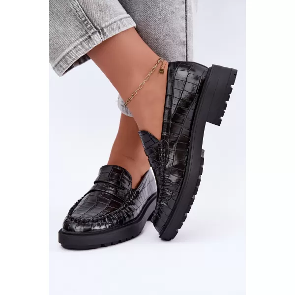  Dámské mokasíny BOTO D-243 BLACK EMBOSSED 