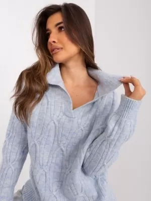 Dámský svetr WOOL FASHION ITALIA AT-SW-2349-2.27 BLUE