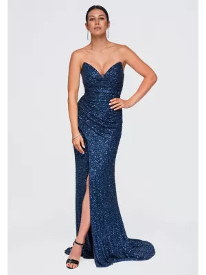 Dámské šaty LARICA LA-OM-DLR448 NAVY BLUE