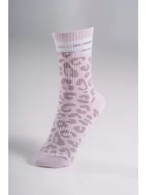 Crew ponožky s leopardím vzorem NEBBIA PRIMAL 106 PINK LEOPARD