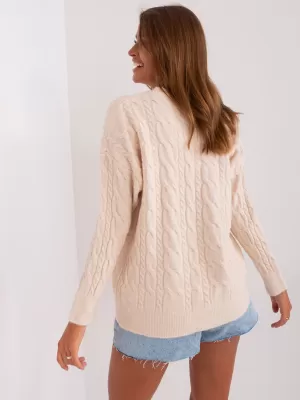 Dámský svetr WOOL FASHION ITALIA AT-SW-2335-1.68P LIGHT BEIGE